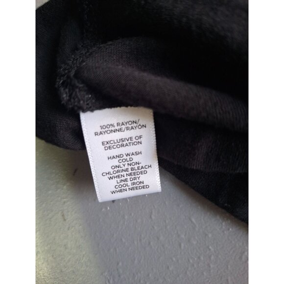 Ann Taylor LOFT Black Lace Sleeve Blouse Small Boho Chic Top Rayon Casual - Picture 5 of 9